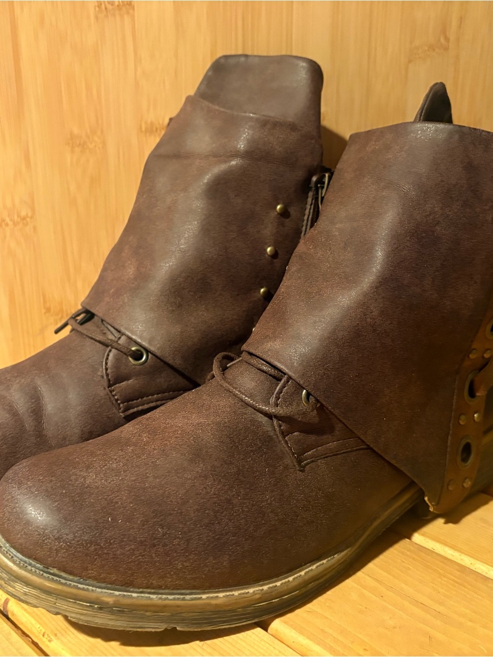 Women’s Brown Fold-Over Ankle Boots